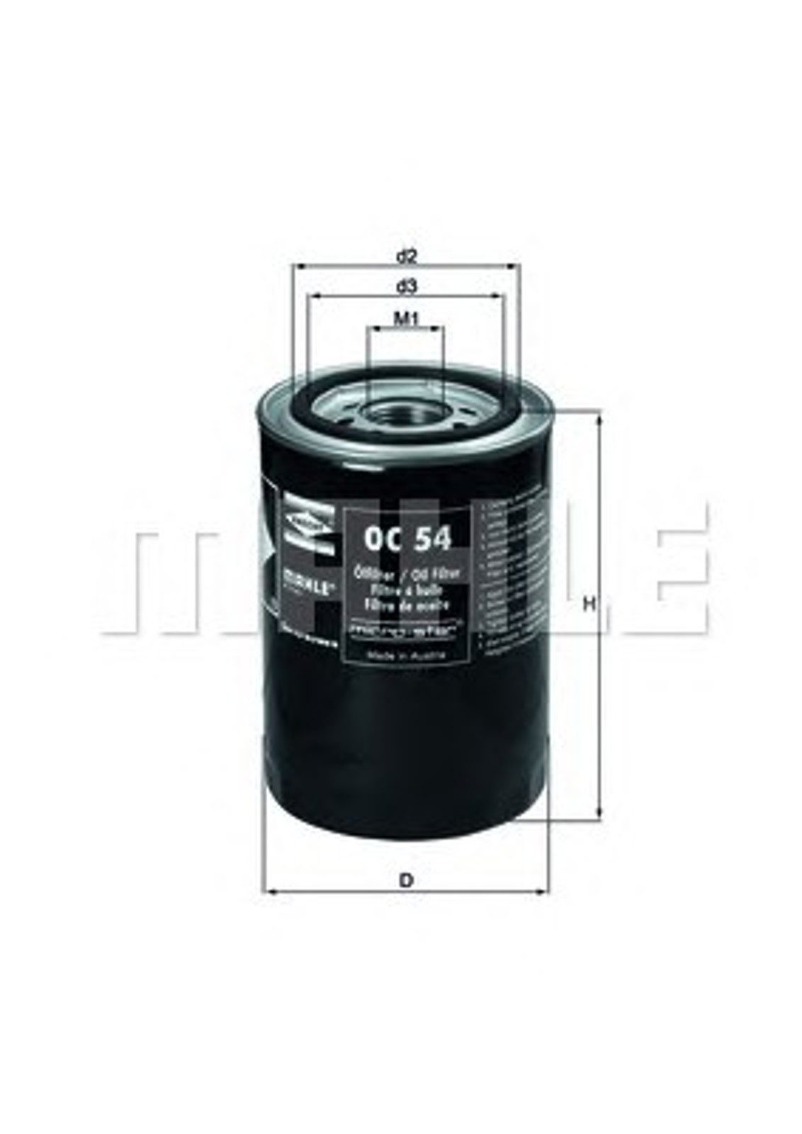 Фильтр масляный MAHLE/KNECHT OC54