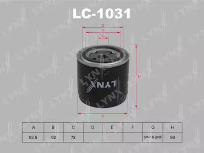 Масляный фильтр LYNXAUTO LC-1031