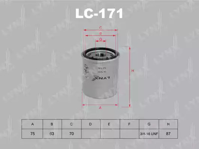 Масляный фильтр LYNXAUTO LC-171
