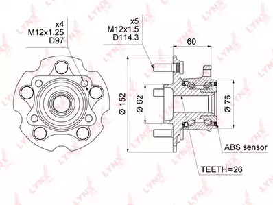 Комплект подшипника ступицы колеса LYNXAUTO WH-1034