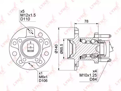 Комплект подшипника ступицы колеса LYNXAUTO WH-1110
