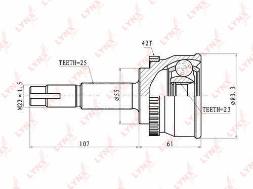 Комплект шруса наружный LYNXAUTO CO-5722A