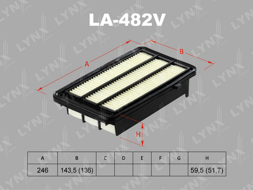 Фильтр воздушный LYNXAUTO LA-482