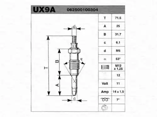 Свеча накала MAGNETI MARELLI 062900000304