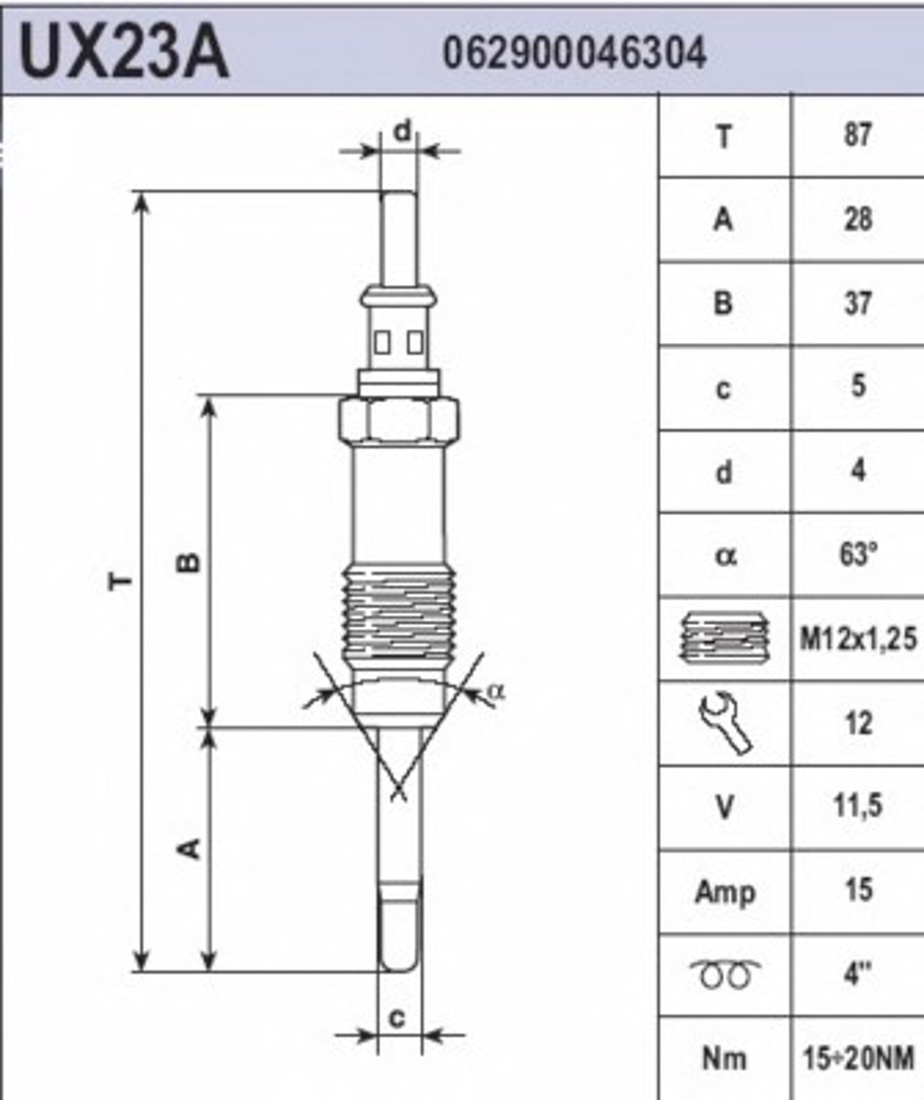 Свеча накала MAGNETI MARELLI 062900019304