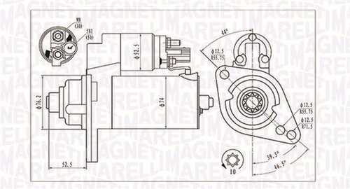 Стартер audi a3 8p1 1.9 tdi/2.0 tdi 16v quattro/2.0 tdi quattro 03-12 a3 sportback 8pa 1.9 tdi/2.0 tdi 04- a3 кабрио MAGNETI MARELLI 063721293010