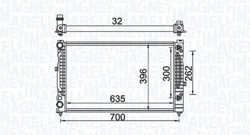 Bm1576 радиатор охлаждения двигателя audi a4/a6 1.6/1.8i/vw passat 1.9tdi 96- акпп MAGNETI MARELLI 350213157600