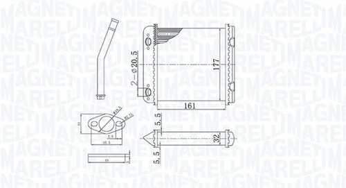 Br408 радиатор печки opel astra/vectra 88-98 (без кондиц.) MAGNETI MARELLI 350218408000