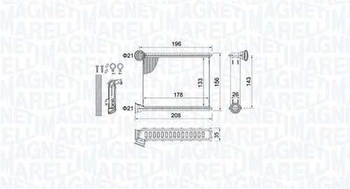 Радиатор отопителя салона MAGNETI MARELLI 350218459000