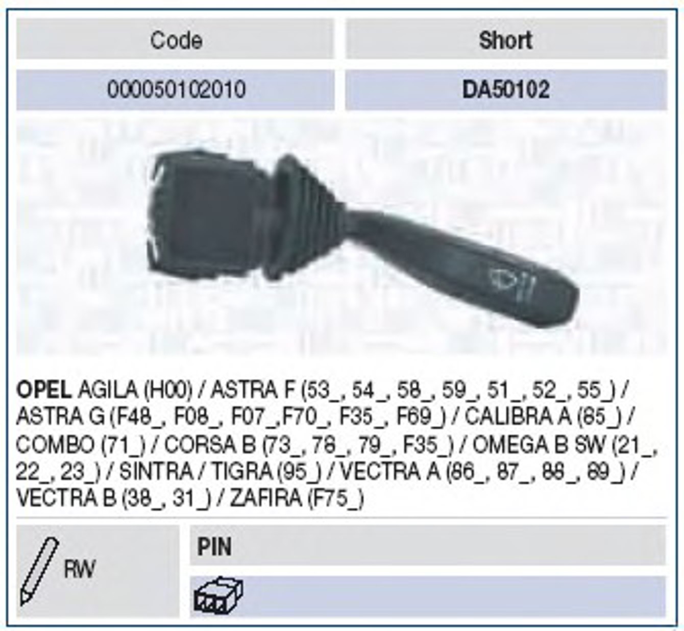 Переключатель подрулевой MAGNETI MARELLI 000050102010
