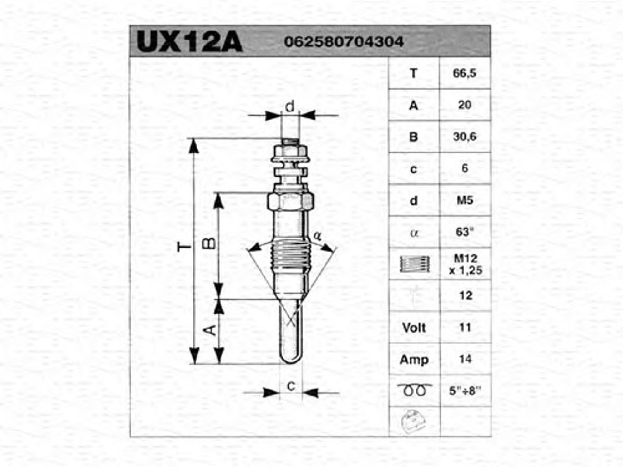 Свеча накаливания MAGNETI MARELLI 062580704304