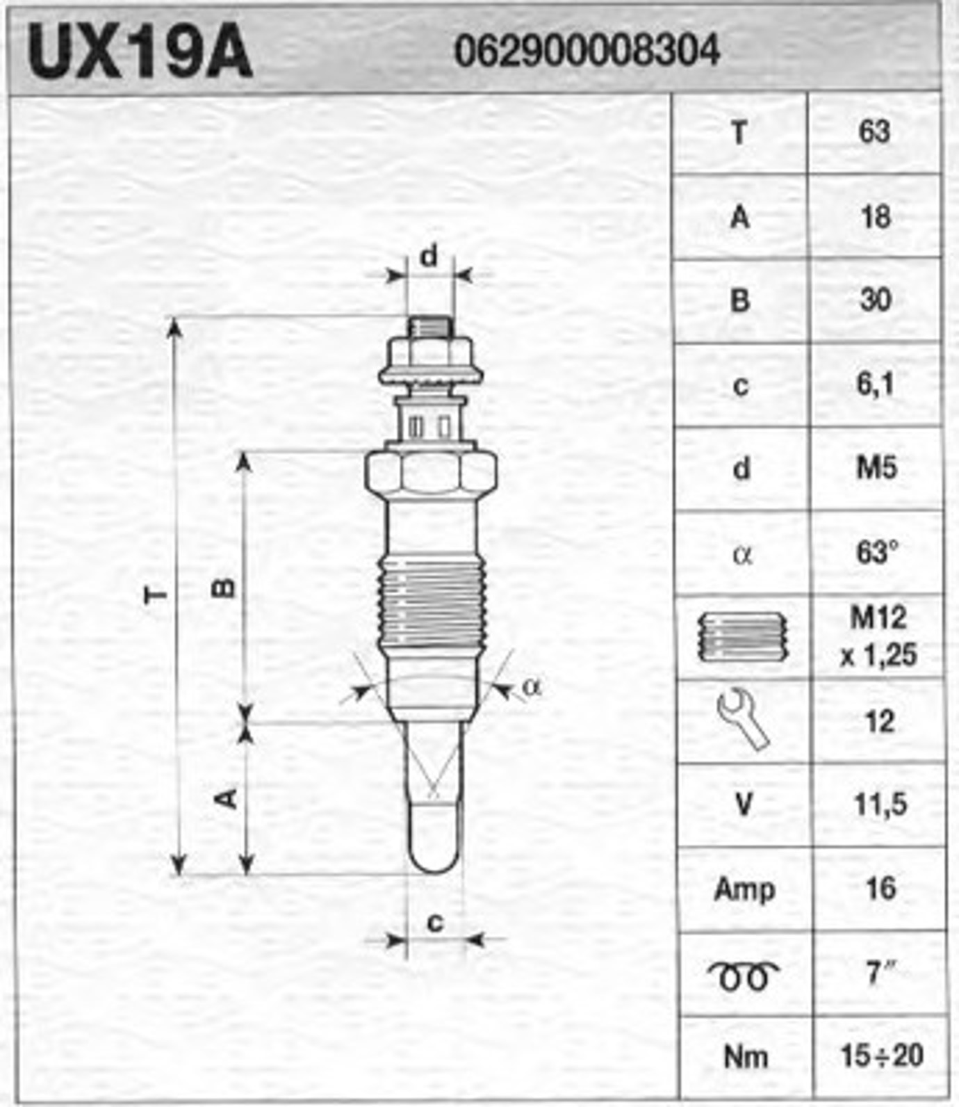 Свеча накаливания MAGNETI MARELLI 062900008304