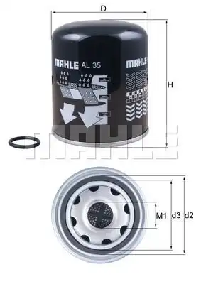 Al35 картридж осушителя osc m41x2 (new eac2) 14bar h165mm MAHLE/KNECHT AL35