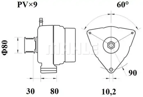 Mg 792 генератор 24v 100a MAHLE/KNECHT MG 792