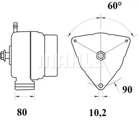 Mg 794 генератор 28v 110a 60 вправо и влево без шкива MAHLE/KNECHT MG 794