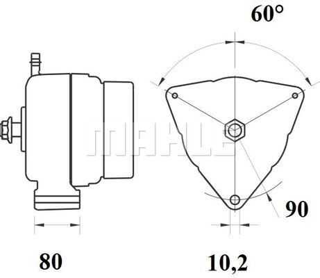 Mg 809 генератор 28v 110a без шкива MAHLE/KNECHT MG 809