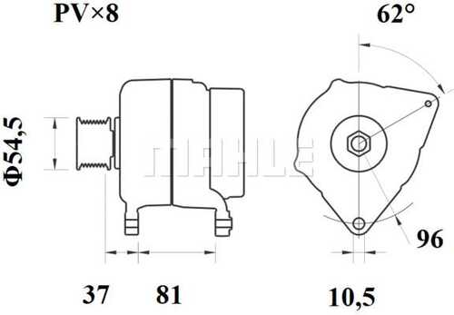 Mg 812 генератор 28v 70 a шкив MAHLE/KNECHT MG 812