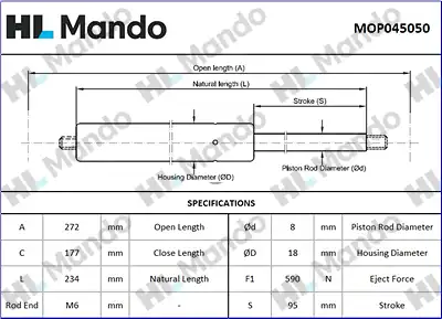 Mop045050 амортизатор багажника MANDO MOP045050