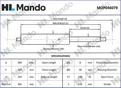 Mop046079 амортизатор зад. двери MANDO MOP046079