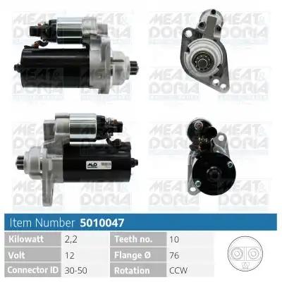 5010047m стартер 12v 2.0kw 1011t MEAT & DORIA 5010047