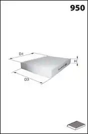 Фильтр салона угольный 290x96x30 MECAFILTER JKR7234