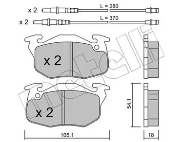 Комплект тормозных колодок дискового тормоза METELLI 22-0037-1