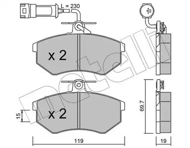Комплект тормозных колодок дискового тормоза METELLI 22-0148-1