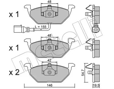 Комплект тормозных колодок дискового тормоза METELLI 22-0211-2