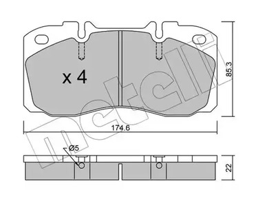 Комплект тормозных колодок дискового тормоза METELLI 22-0268-0