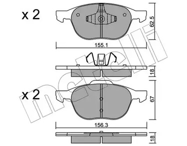 Комплект тормозных колодок дискового тормоза METELLI 22-0534-0