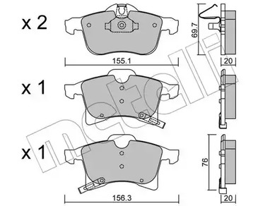 Комплект тормозных колодок дискового тормоза METELLI 22-0539-0