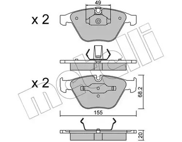 Комплект тормозных колодок дискового тормоза METELLI 22-0558-0