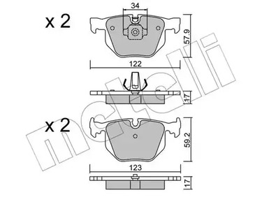 Комплект тормозных колодок дискового тормоза METELLI 22-0561-0