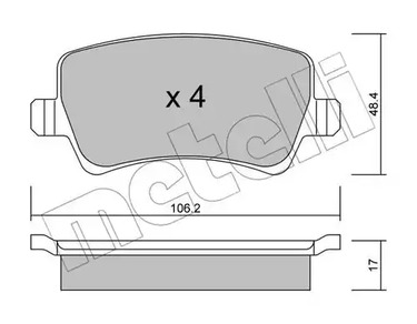 Комплект тормозных колодок дискового тормоза METELLI 22-0676-0