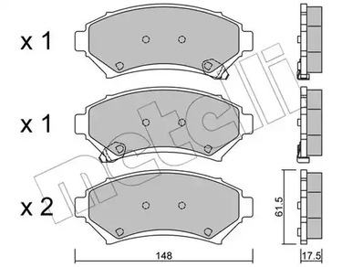 Комплект тормозных колодок дискового тормоза METELLI 22-0696-0
