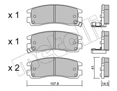 Комплект тормозных колодок дискового тормоза METELLI 22-0697-0