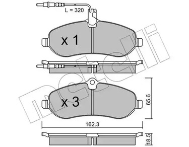 Комплект тормозных колодок дискового тормоза METELLI 22-0707-0