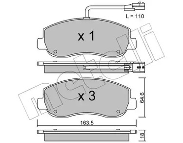 Комплект тормозных колодок дискового тормоза METELLI 22-0898-0
