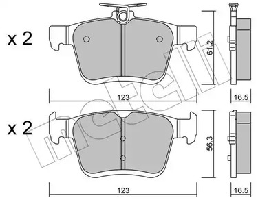 Комплект тормозных колодок дискового тормоза METELLI 22-0951-0