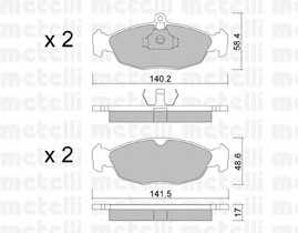Комплект тормозных колодок дискового тормоза METELLI 22-0077-0