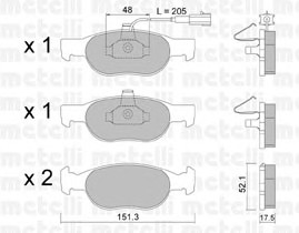 Комплект тормозных колодок дискового тормоза METELLI 22-0079-0