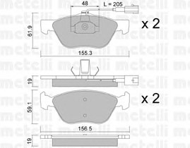 Комплект тормозных колодок дискового тормоза METELLI 22-0083-0