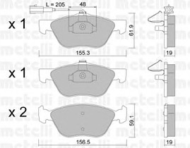 Комплект тормозных колодок дискового тормоза METELLI 22-0083-2