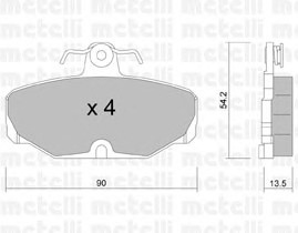 Комплект тормозных колодок дискового тормоза METELLI 22-0095-2