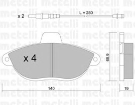 Комплект тормозных колодок дискового тормоза METELLI 22-0105-0