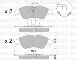 Комплект тормозных колодок дискового тормоза METELLI 22-0256-0