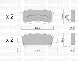 Комплект тормозных колодок дискового тормоза METELLI 22-0737-0