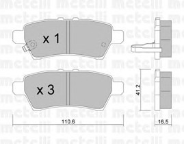Комплект тормозных колодок дискового тормоза METELLI 22-0744-0