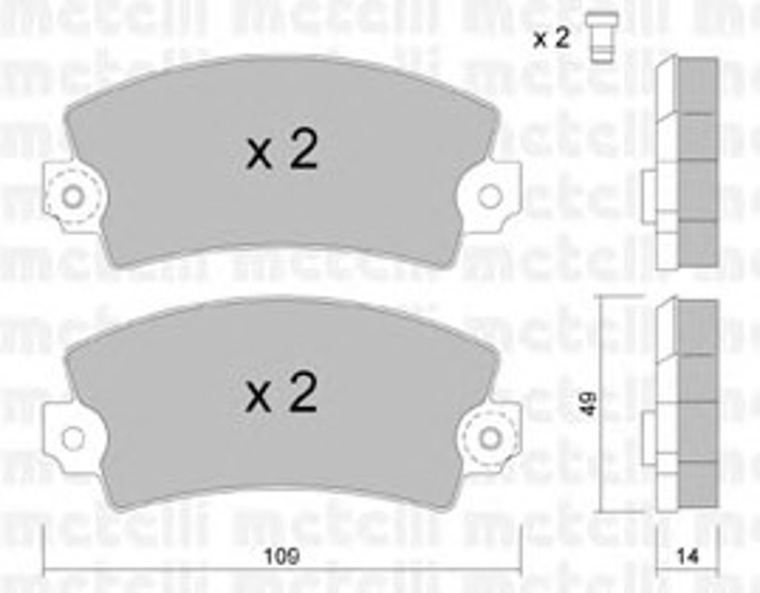 Комплект тормозных колодок дисковый тормоз METELLI 22-0005-5