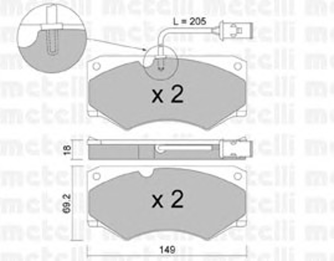 Комплект тормозных колодок дисковый тормоз METELLI 22-0014-3
